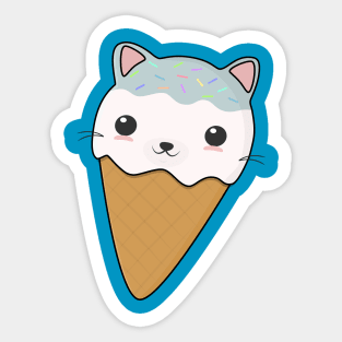 Cute Cat Ice Cream Cone T-Shirt Sticker